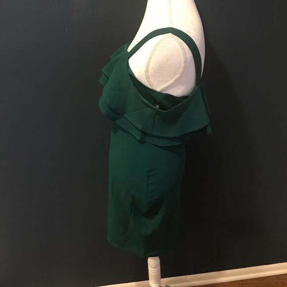 Off Shoulder Dress Green Ruffle - Picture 6 of 7